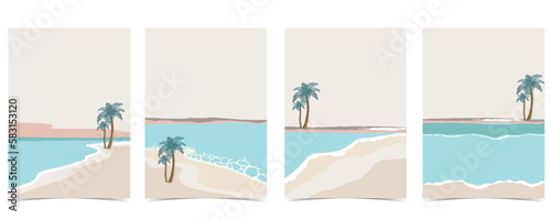 Beach background with sun,sea and sky in the daytime with pastel color