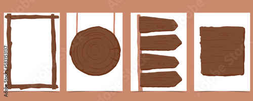 Wood frame collection of safari background set.Editable vector illustration for birthday invitation,postcard and sticker