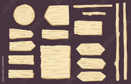 Wood frame collection of safari object set.Editable vector illustration for birthday invitation,postcard and sticker