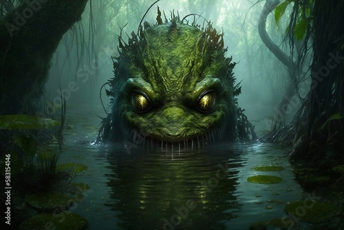 Swamp monster. Generative AI