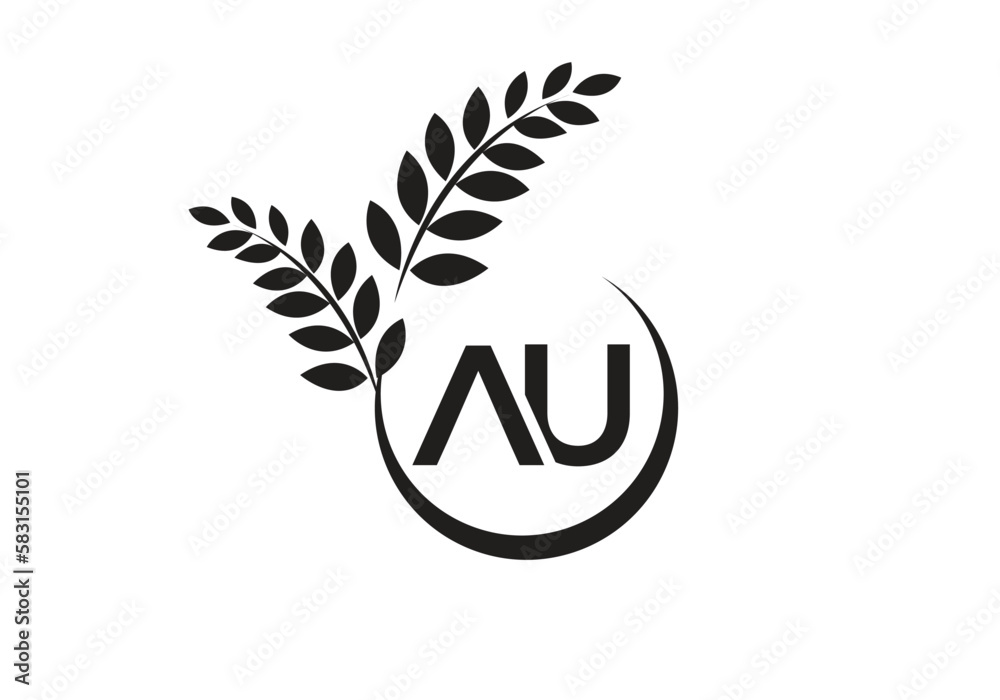 this is a leaf letter AU icon design 