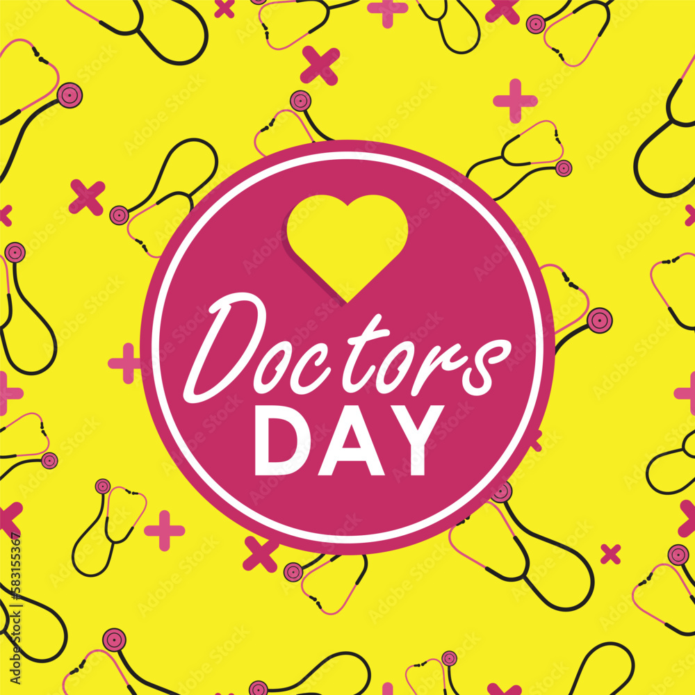 Happy Doctors Day Vector Banner Design Background With Stethoscope Icon