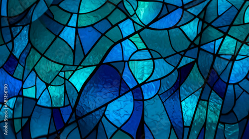 Wallpaper Mural Colorful stained glass window. Abstract stained-glass background. Art Nouveau decoration for interior. Vintage pattern. Generative AI Torontodigital.ca