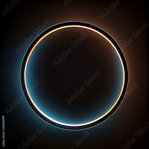 Glowing blue circle illuminates futuristic abstract design ,generative AI