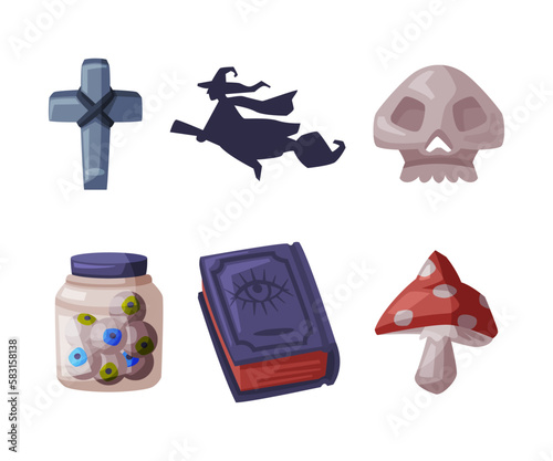 Halloween Holiday Scary Objects and Symbol Vector Set