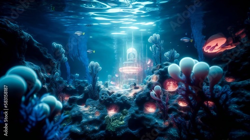 Atlantida, underwater secret world, made using Generative AI