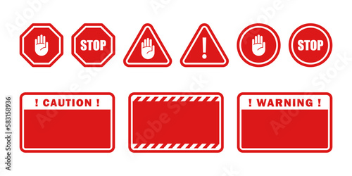 Warning signs. Prohibition signs. Symbols danger and stop signs. Vector scalable graphics