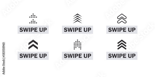 Swipe up arrows icons. Conceptual swipe symbols. Scrolling slide icons. Vector scalable graphics