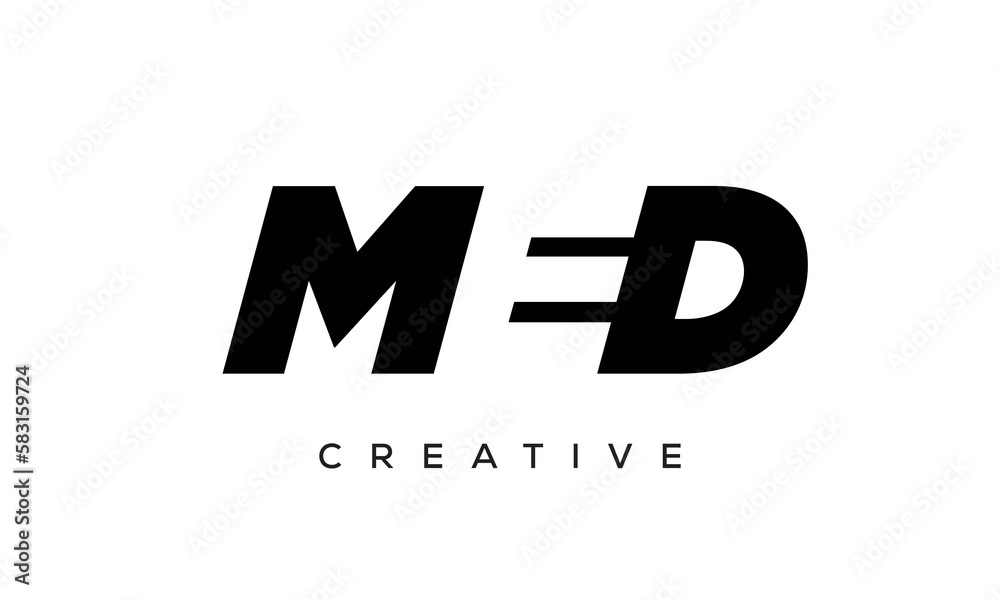 MED letters negative space logo design. creative typography monogram vector	