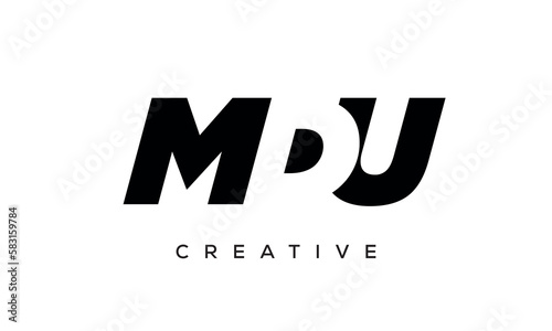 MDU letters negative space logo design. creative typography monogram vector 