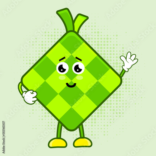 Cute Ketupat Character, Cute Ketupat Character is a charming Indonesian food mascot design featuring a lovable ketupat character that's perfect for a variety of applications