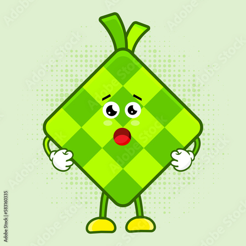 Cute Ketupat Character, Cute Ketupat Character is a charming Indonesian food mascot design featuring a lovable ketupat character that's perfect for a variety of applications