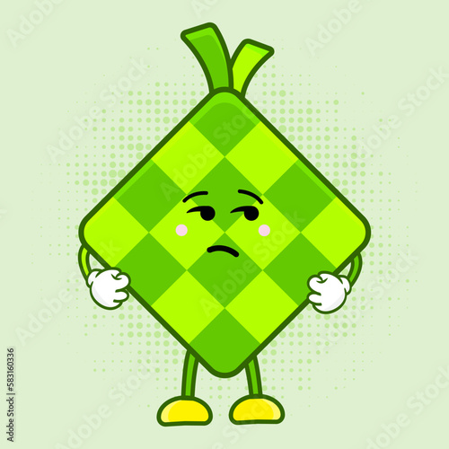 Cute Ketupat Character, Cute Ketupat Character is a charming Indonesian food mascot design featuring a lovable ketupat character that's perfect for a variety of applications