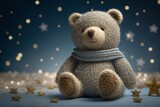 Fabulous toy Teddy bear for children, decorative knitted bear. For fairy tales and postcards. Created with artificial intelligence.