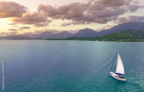 sailing in hawaii with blue waters © jdross75