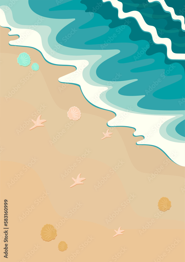 Seaside summer beach vector illustration