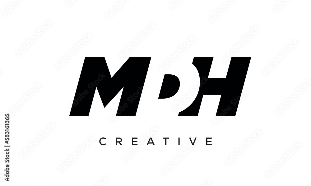 MDH letters negative space logo design. creative typography monogram vector	