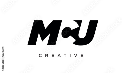 MCU letters negative space logo design. creative typography monogram vector 
