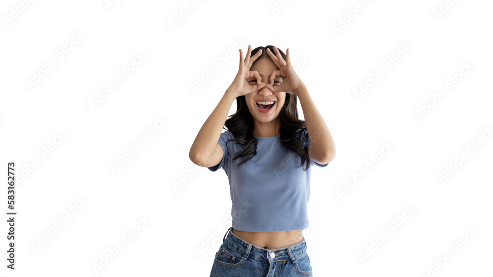 Young asian woman over PNG backgroung doing ok sign with hands, OK symbol, Welcome, Agree, Join, Do as instructed, Follow orders, Acceptance of all conditions, PNG file. Young asian woman over PNG backgroung doing ok sign with hands, OK symbol, Welcome, Agree, Join, Do as instructed, Follow orders, Acceptance of all conditions, PNG file.