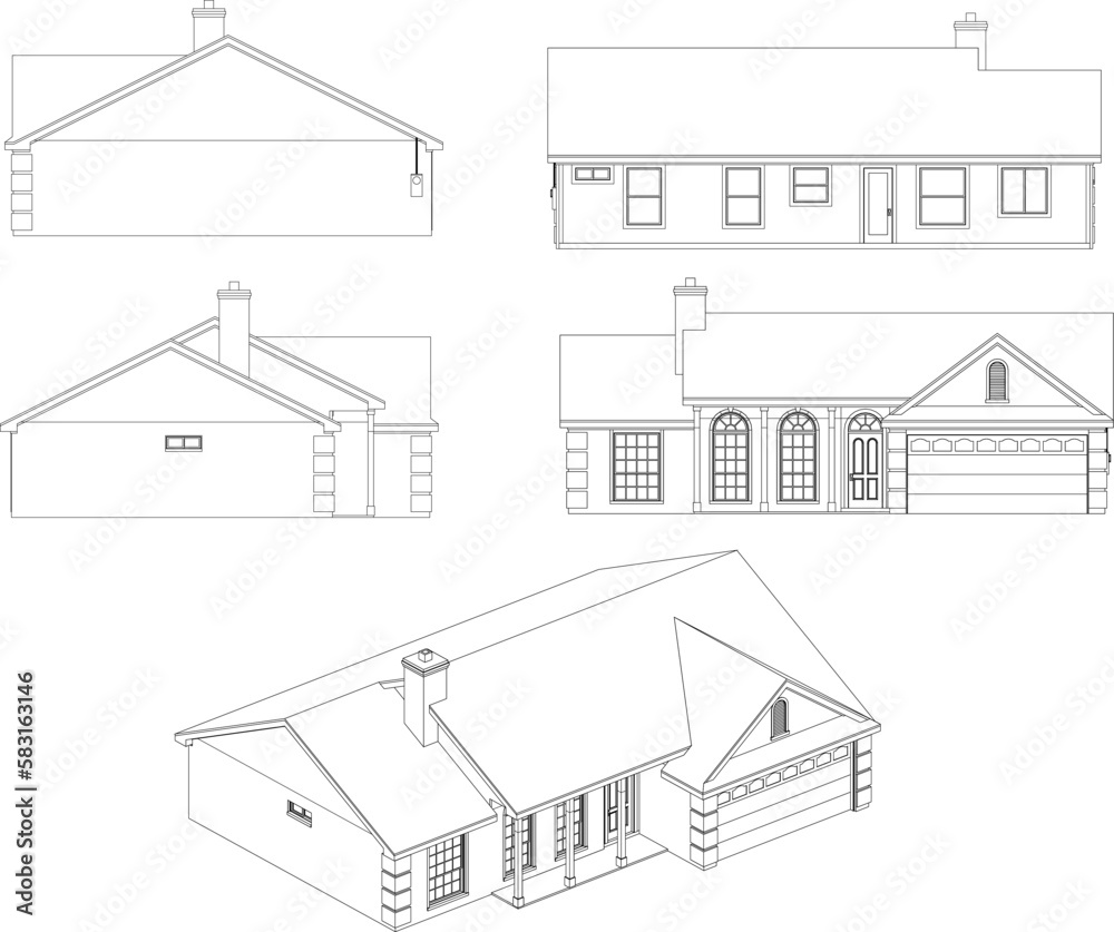 Simple village house illustration vector sketch