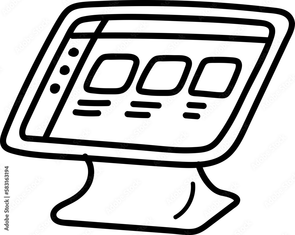 Hand drawn doodle icon of billing device Hand drawn doodle icon of billing device