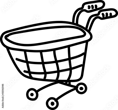 Hand drawn doodle icon of shopping cart