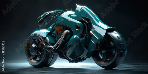 Futuristic Sport Bike Riding Robot Motorcycle © Wemerson