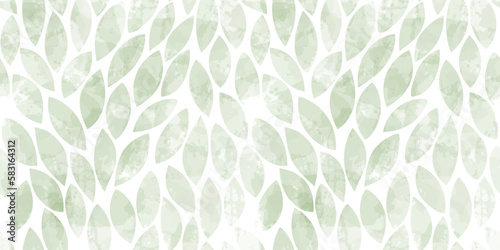 Green leaves seamless vector pattern. Watercolor tea leaf background, textured jungle print.