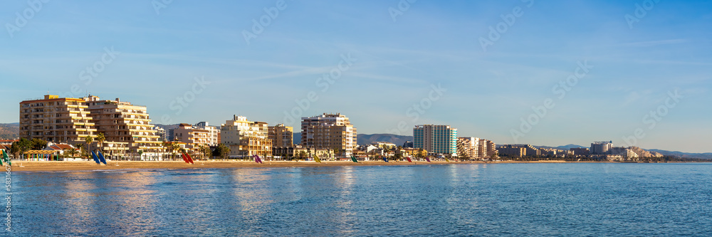 Panoramic View of Morro de Gos Beach in Oropesa del Mar: A Paradise of Sun, Sea, and Sand on the Mediterranean Coast