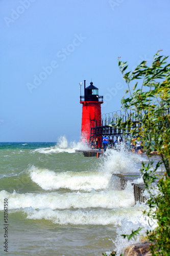 Dangerous Walk to South Haven Lighthouse photo