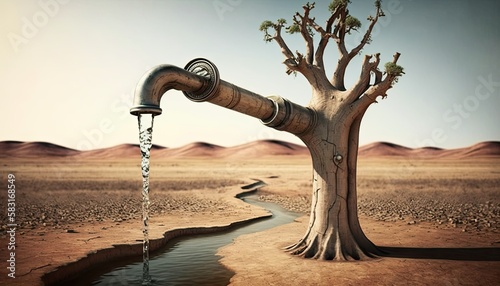 Dryness of Nature: The Bleak Reality of Water Scarcity in a Climate-Changing World: Generative AI