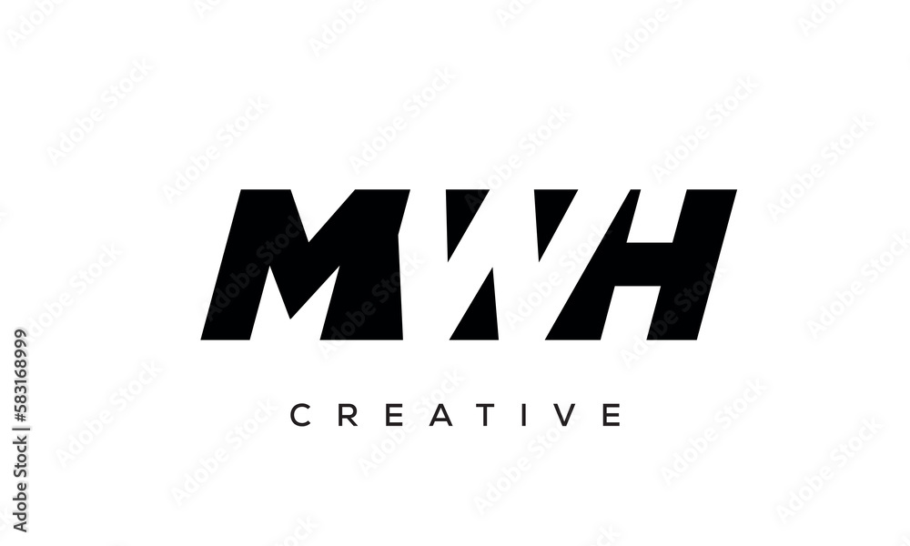 MWH letters negative space logo design. creative typography monogram vector	