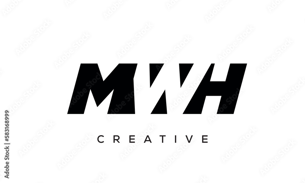 MWH letters negative space logo design. creative typography monogram vector MWH letters negative space logo design. creative typography monogram vector