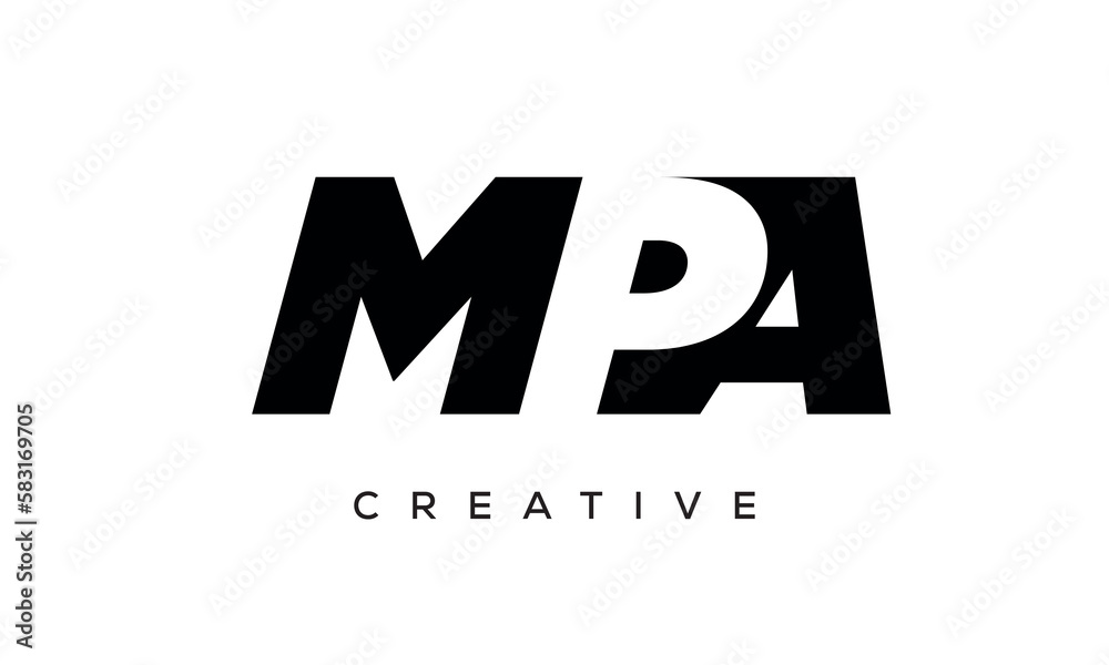 MPA letters negative space logo design. creative typography monogram vector MPA letters negative space logo design. creative typography monogram vector