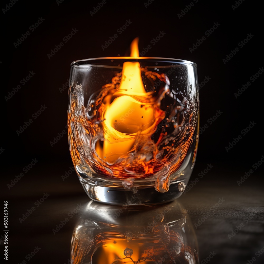 A glass in which liquid is burning Generative AI A glass in which liquid is burning Generative AI