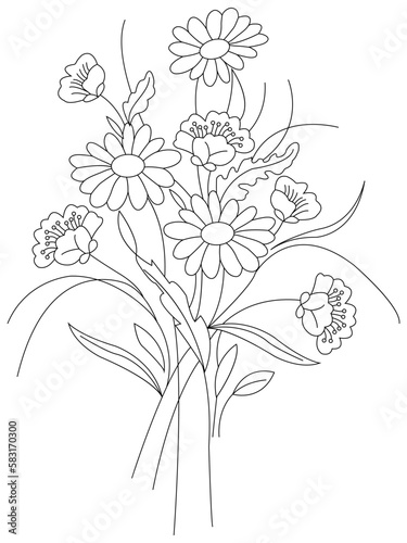 Hand drawn flower patterns for coloring pages