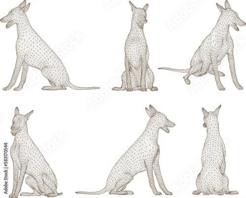 sketch vector illustration of cute tame dog pet