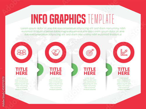 Abstract infographic showing the 4 point process of a business plan timeline For presentations and posters. Vector illustration.
