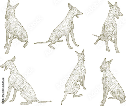 sketch vector illustration of cute tame dog pet