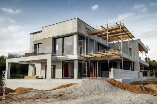 House under construction, b...