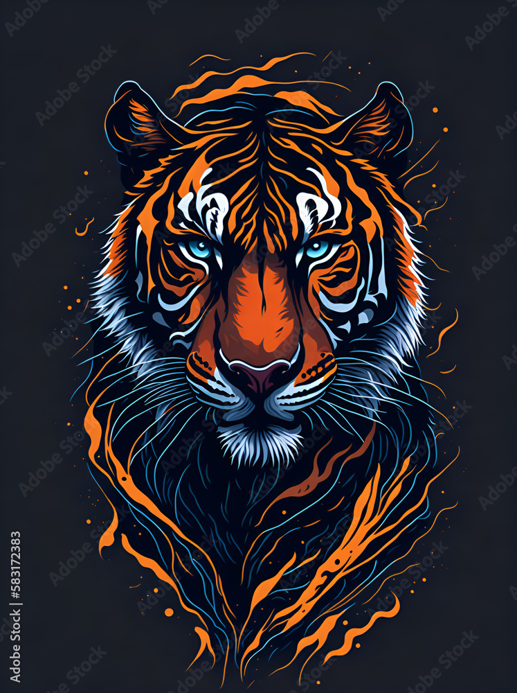 Cartoon tiger. AI generated illustration