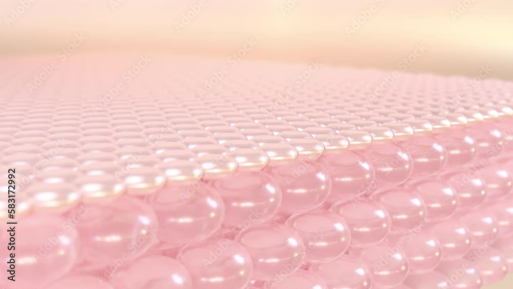 Serum into the skin layer and lift up sagging skin cells. the micro-skin structure has been deeply whitened. Close-up of a skin layer demonstrating cell healing. 3d animation