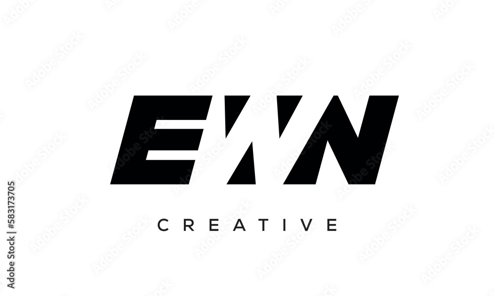 EWN letters negative space logo design. creative typography monogram vector EWN letters negative space logo design. creative typography monogram vector
