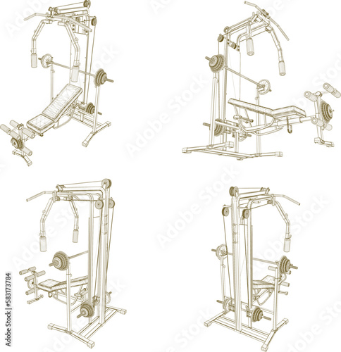 Vector illustration sketch of health fitness equipment for body shaping