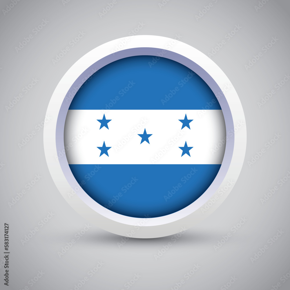 Honduras Flag Glossy Button on Gray Background. Vector Round Flat Icon Honduras Flag Glossy Button on Gray Background. Vector Round Flat Icon