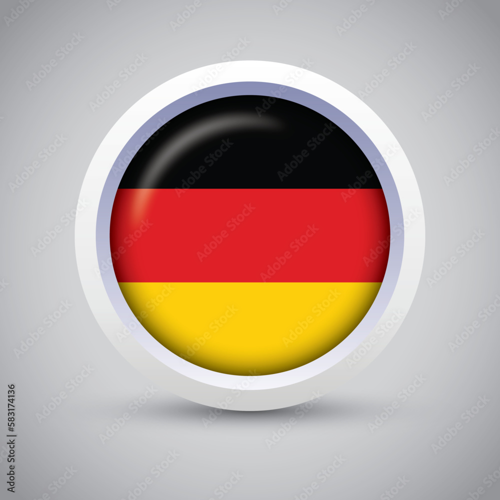 Germany Flag Glossy Button on Gray Background. Vector Round Flat Icon Germany Flag Glossy Button on Gray Background. Vector Round Flat Icon