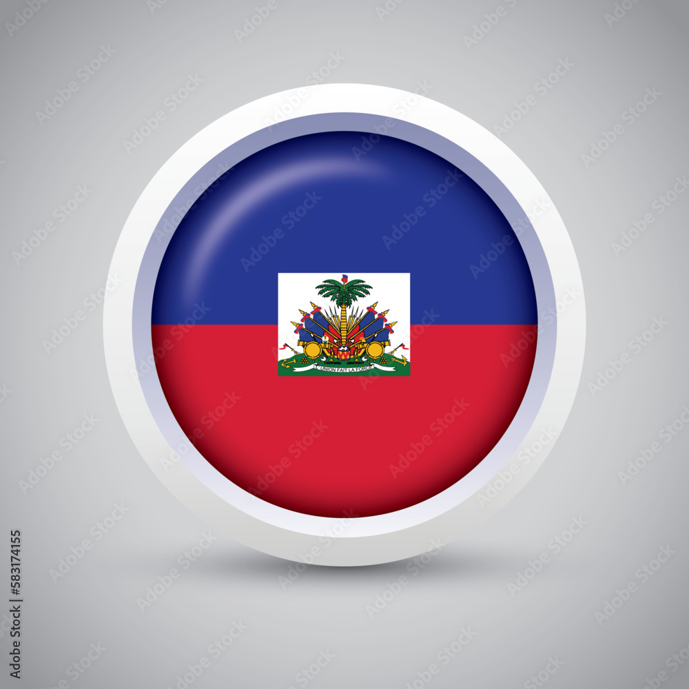 Haiti Flag Glossy Button on Gray Background. Vector Round Flat Icon Haiti Flag Glossy Button on Gray Background. Vector Round Flat Icon