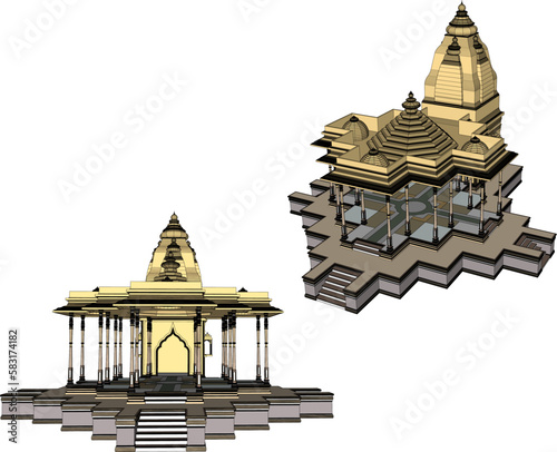 Vector illustration sketch of sacred temple of worship of gods and goddesses