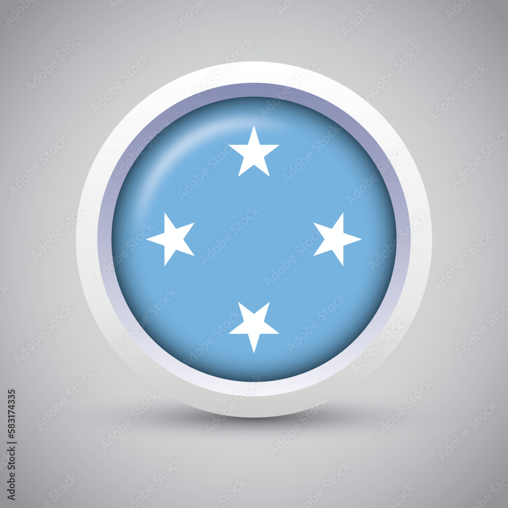 Micronesia Flag Glossy Button on Gray Background. Vector Round Flat Icon Micronesia Flag Glossy Button on Gray Background. Vector Round Flat Icon