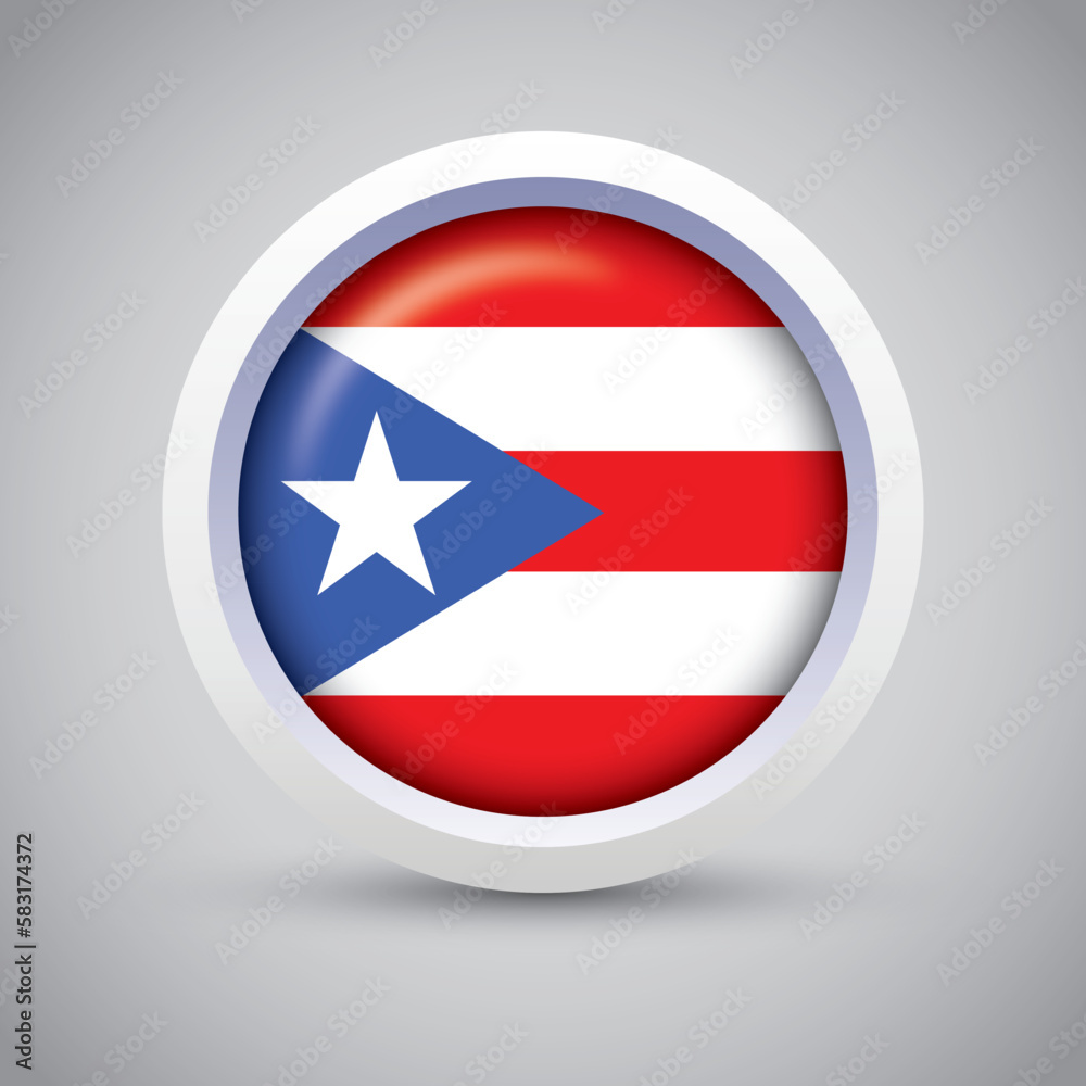 Puerto Rico Flag Glossy Button on Gray Background. Vector Round Flat Icon Puerto Rico Flag Glossy Button on Gray Background. Vector Round Flat Icon